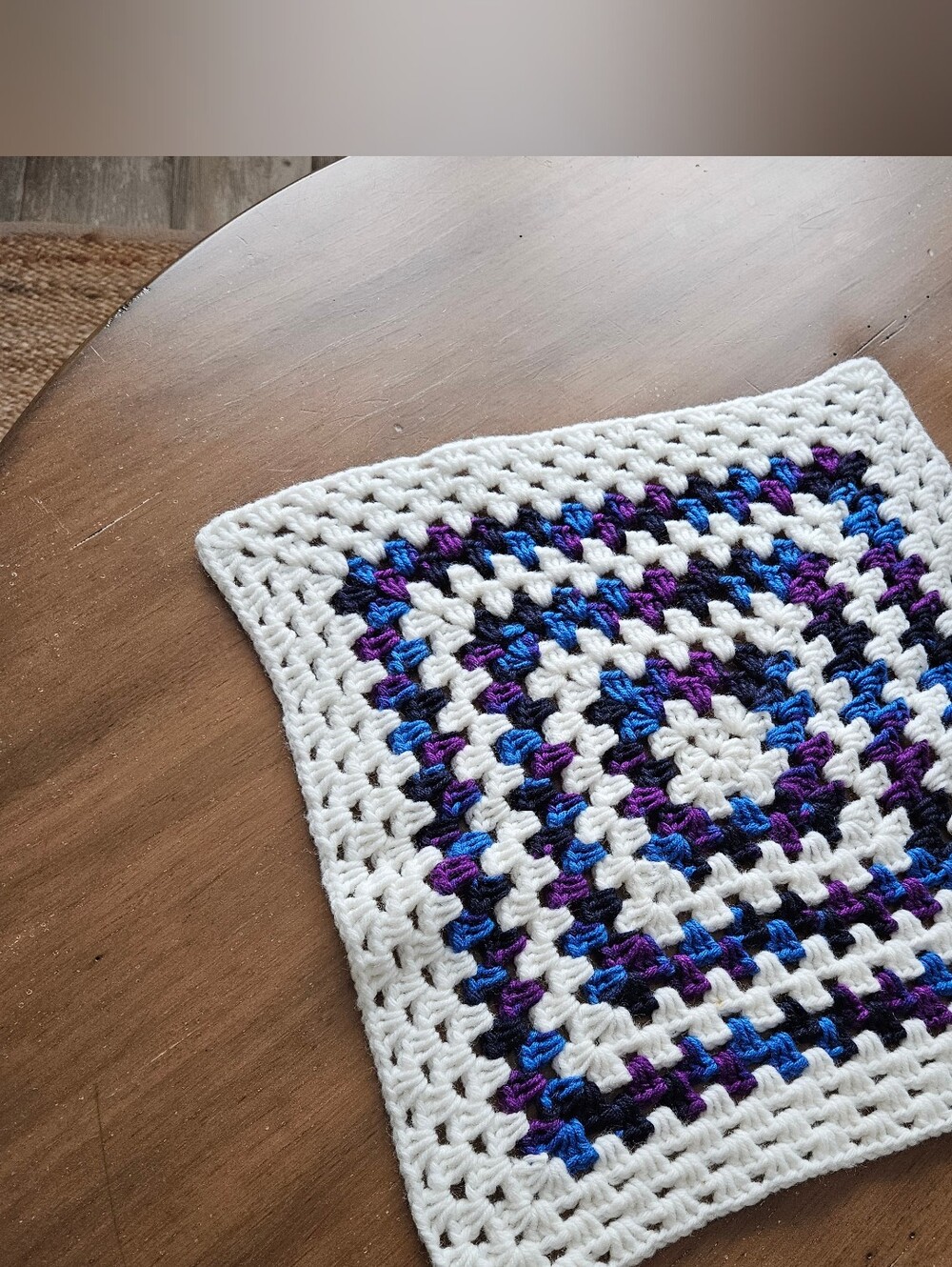 Handmade Crochet Granny Square, table doiley vintage